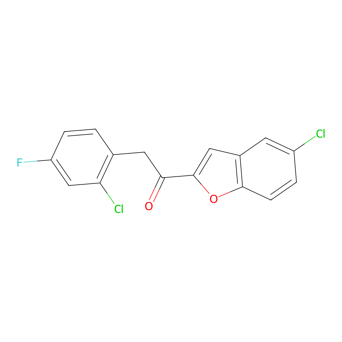 1-(5-Chloro-1-benzofuran-2-yl)-2-(2-chloro-4-fluorophenyl)ethan-1-one molecular structure, CAS 1778933-17-7