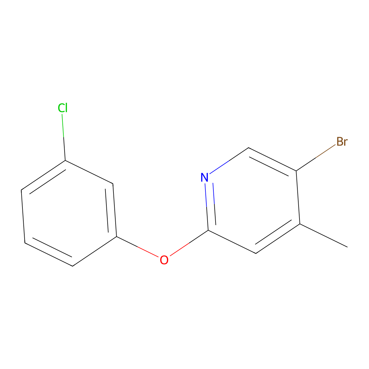 5-Bromo-2-(3-chlorophenoxy)-4-methylpyridine molecular structure, CAS 1779029-08-1