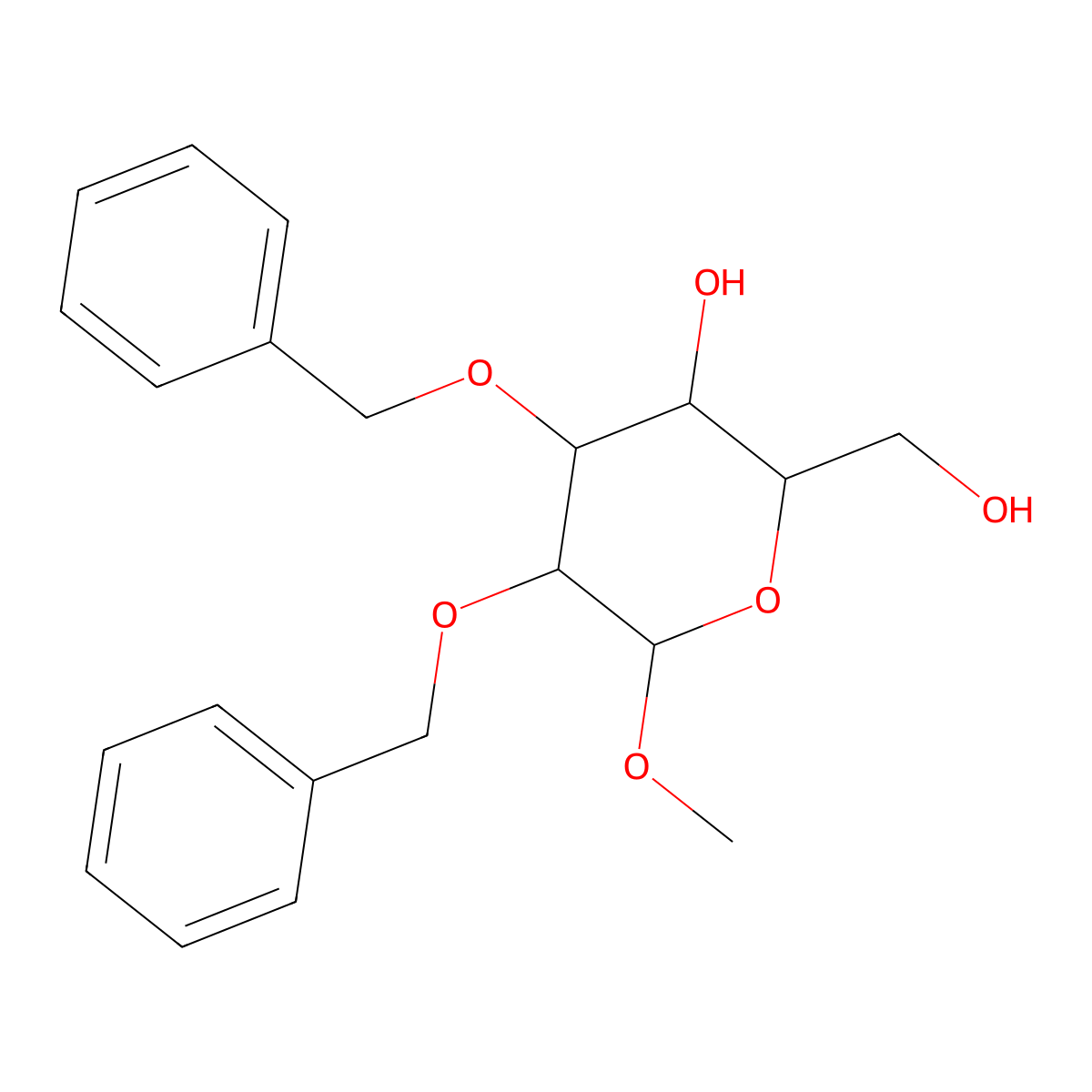 Methyl 2,3-di-O-benzylhexopyranoside molecular structure, CAS 17791-36-5