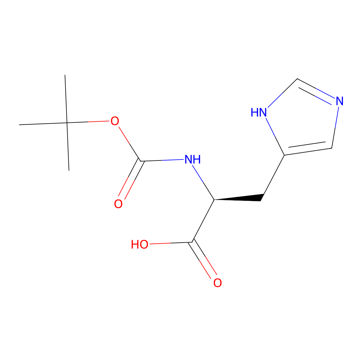 (tert-Butoxycarbonyl)-L-histidine molecular structure, CAS 17791-52-5