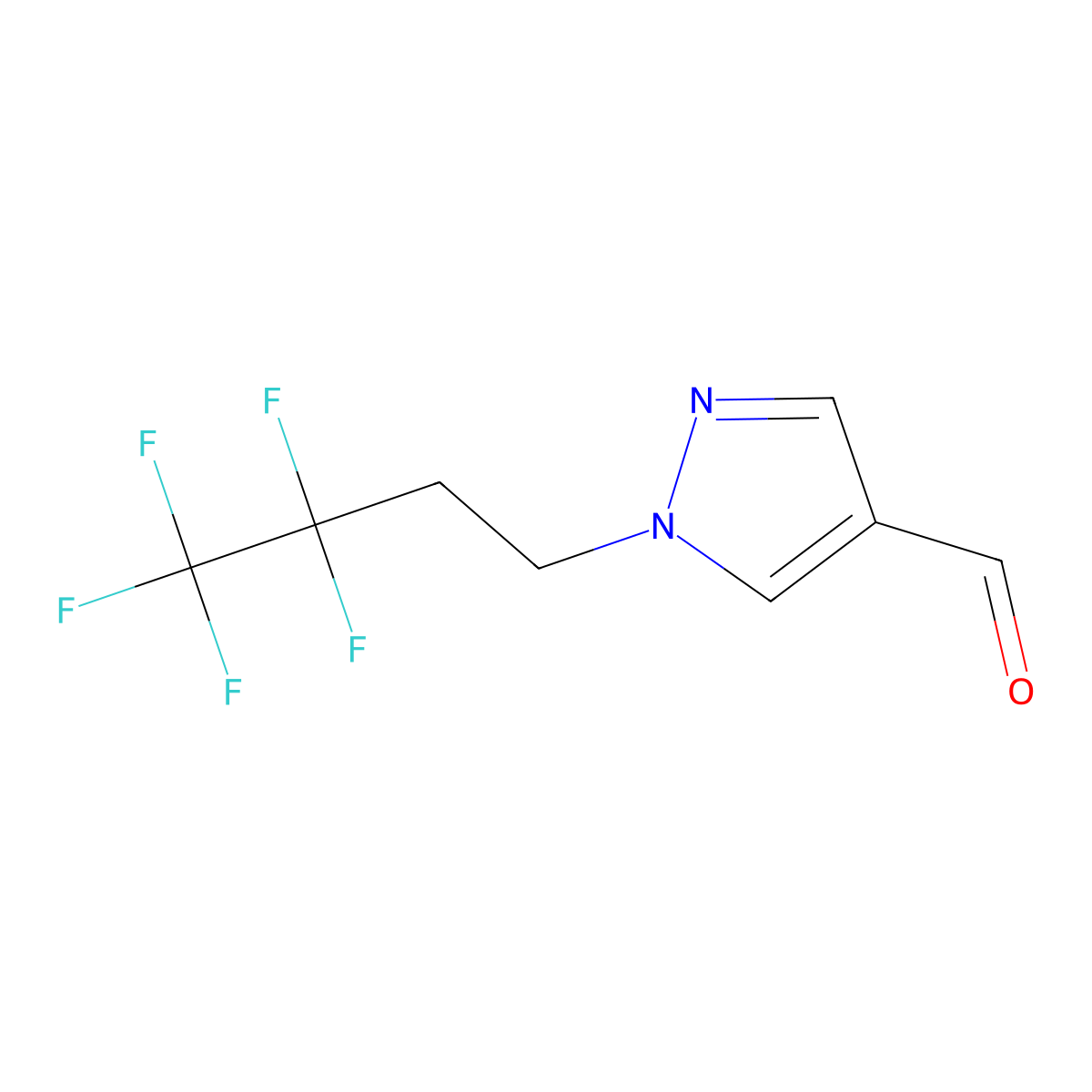 1-(3,3,4,4,4-Pentafluorobutyl)-1H-pyrazole-4-carbaldehyde molecular structure, CAS 1779120-76-1