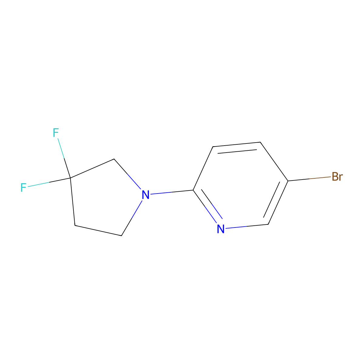 5-Bromo-2-(3,3-difluoropyrrolidin-1-yl)pyridine molecular structure, CAS 1779120-80-7