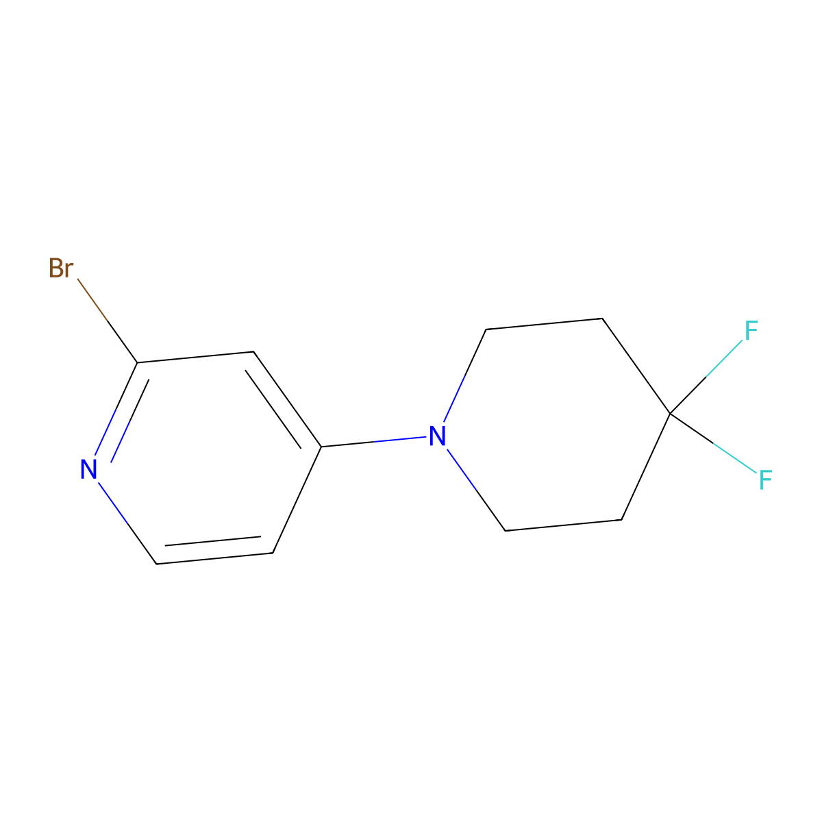 2-Bromo-4-(4,4-difluoropiperidin-1-yl)pyridine molecular structure, CAS 1779121-23-1
