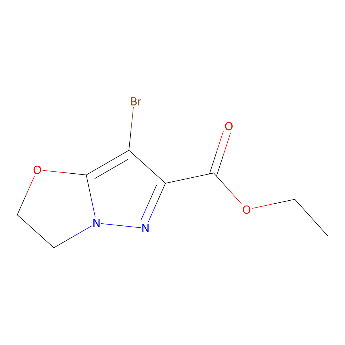 ethyl 7-bromo-2H,3H-pyrazolo[3,2-b][1,3]oxazole-6-carboxylate molecular structure, CAS 1779121-83-3