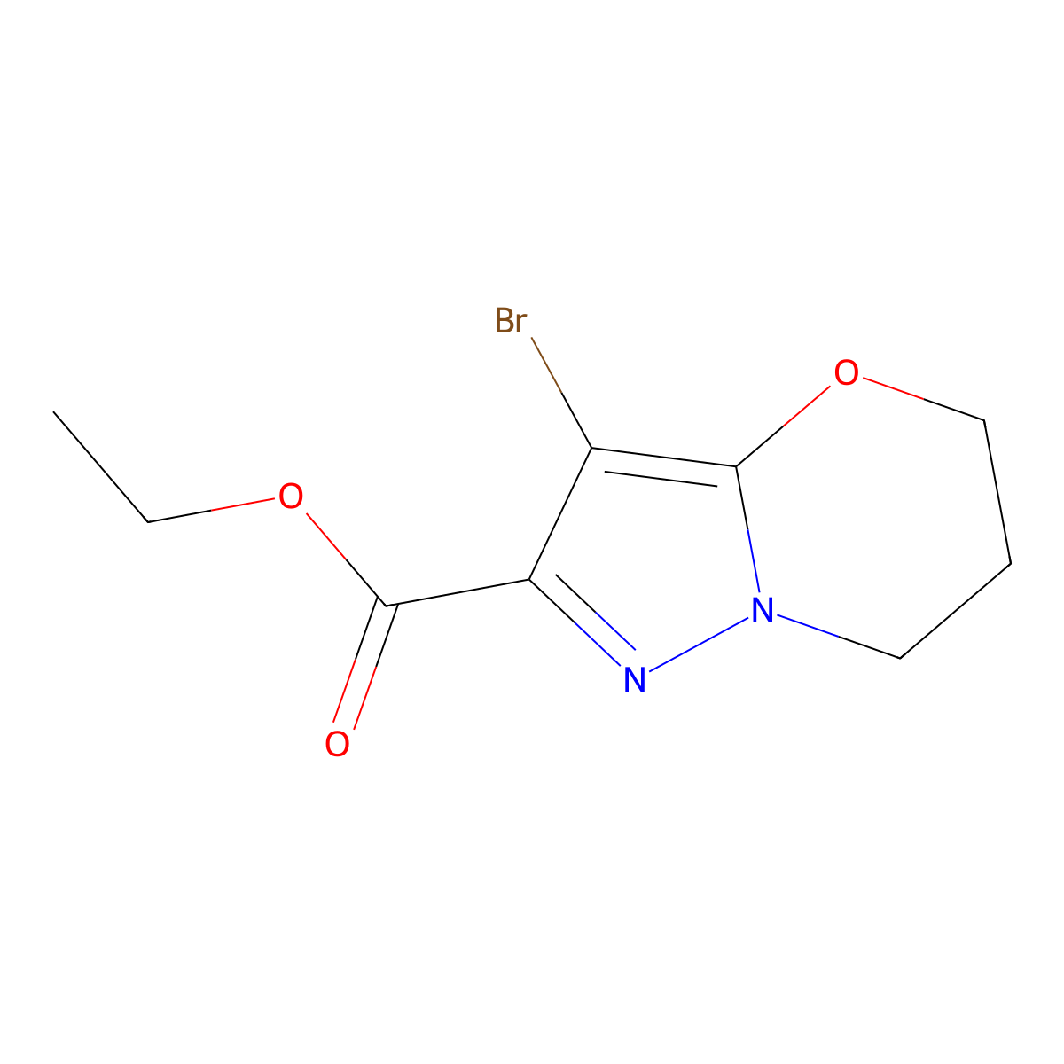 Ethyl 3-bromo-6,7-dihydro-5H-pyrazolo[5,1-b][1,3]oxazine-2-carboxylate molecular structure, CAS 1779121-90-2