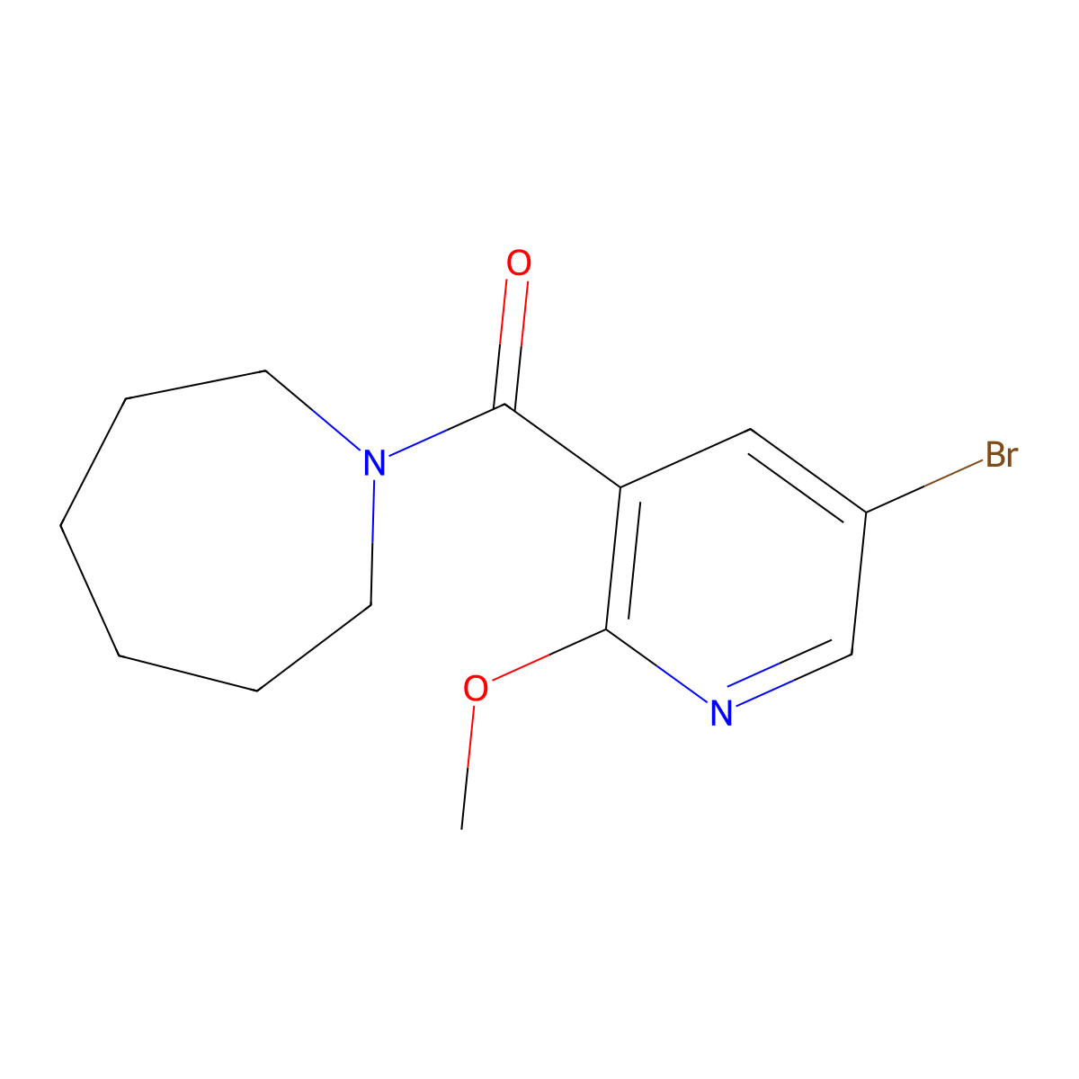Azepan-1-yl(5-bromo-2-methoxypyridin-3-yl)methanone molecular structure, CAS 1779122-32-5