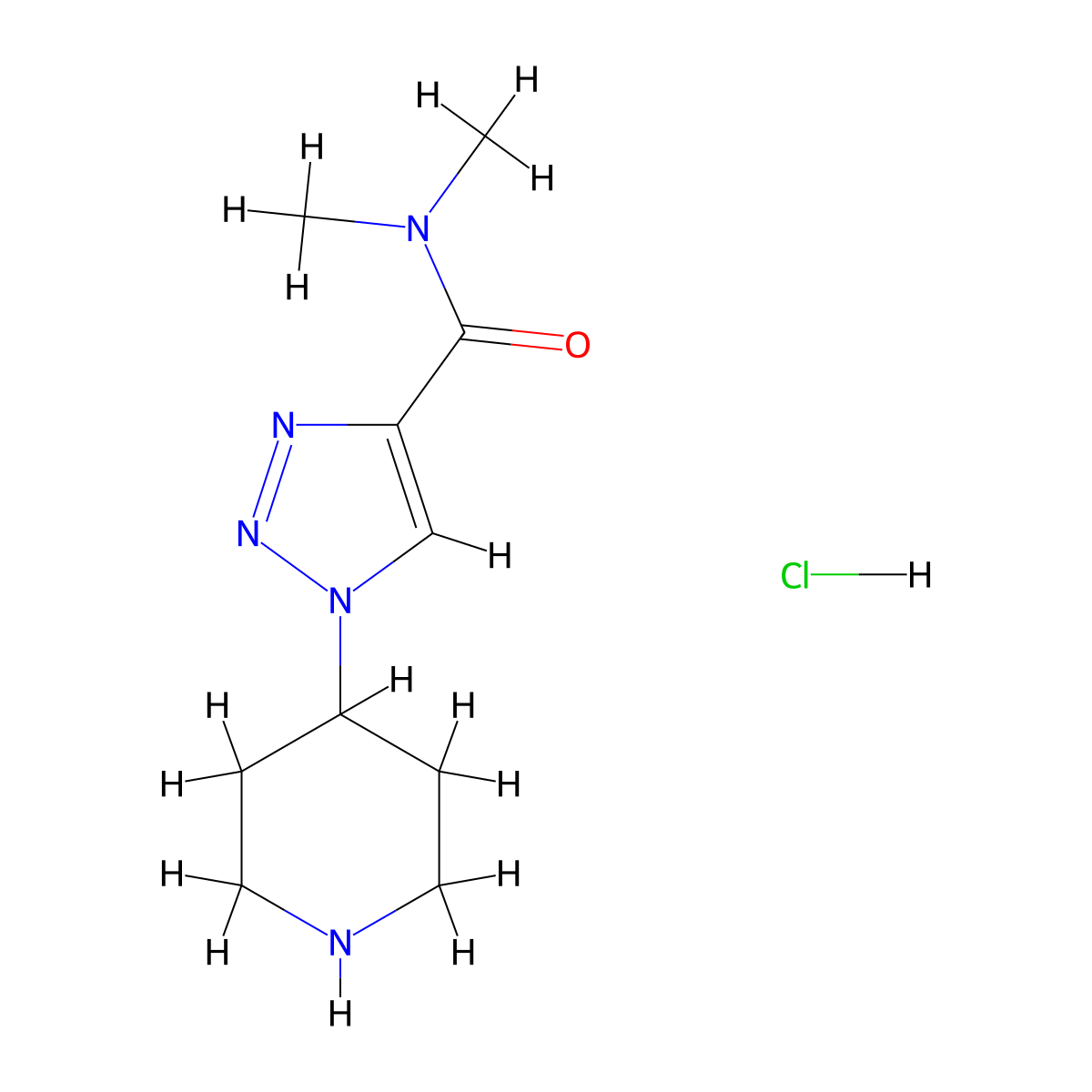 N,N-Dimethyl-1-(piperidin-4-yl)-1H-1,2,3-triazole-4-carboxamide hydrochloride molecular structure, CAS 1779123-88-4