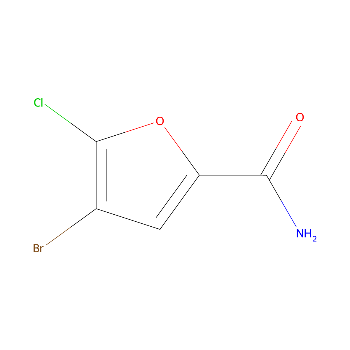 4-Bromo-5-chlorofuran-2-carboxamide molecular structure, CAS 1779123-95-3