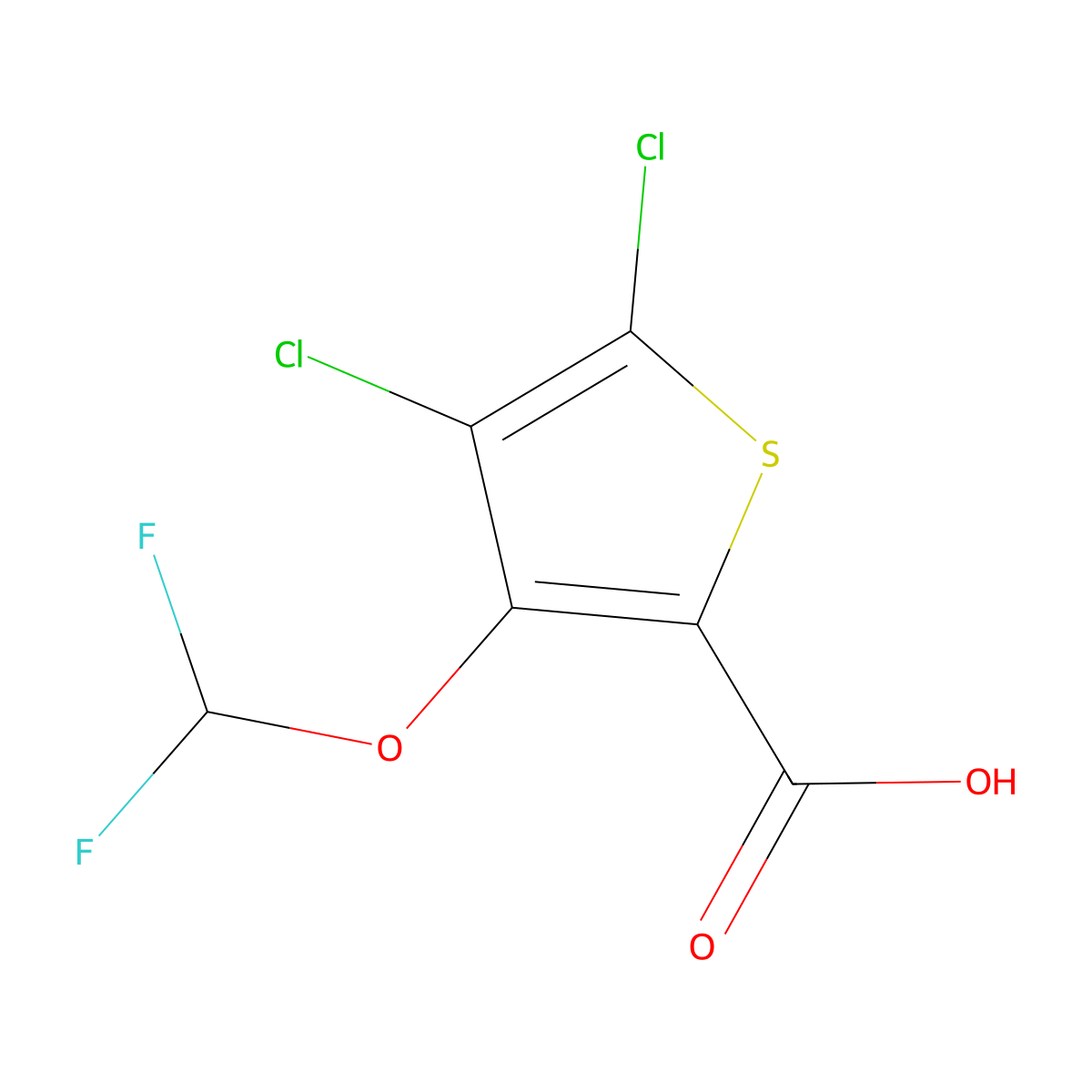 4,5-Dichloro-3-(difluoromethoxy)thiophene-2-carboxylic acid molecular structure, CAS 1779124-11-6