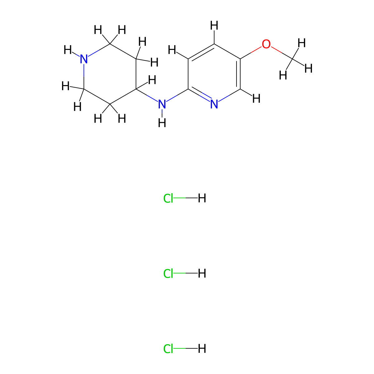 5-Methoxy-N-(piperidin-4-yl)pyridin-2-amine trihydrochloride molecular structure, CAS 1779124-12-7
