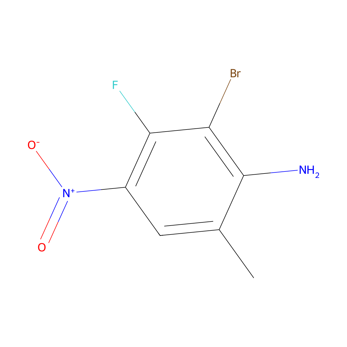 2-Bromo-3-fluoro-6-methyl-4-nitroaniline molecular structure, CAS 1779124-22-9