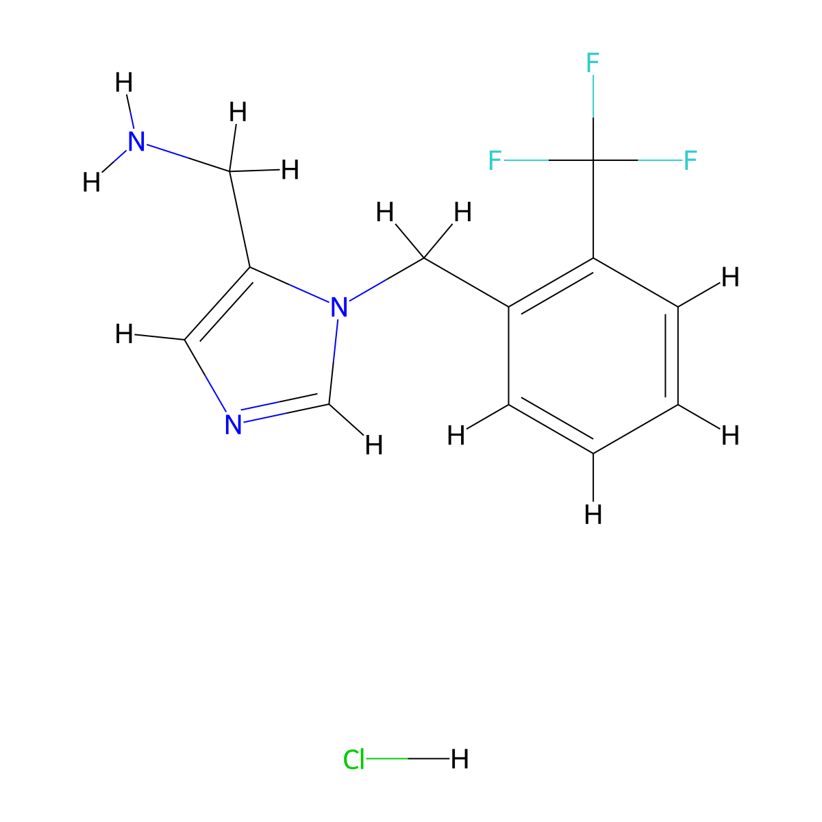 (1-{[2-(Trifluoromethyl)phenyl]methyl}-1H-imidazol-5-yl)methanamine hydrochloride molecular structure, CAS 1779124-25-2