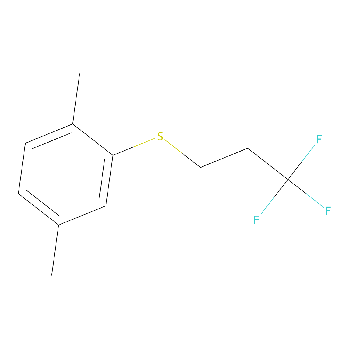 3,3,3-Trifluoropropyl 2,5-dimethylphenyl sulfide molecular structure, CAS 1779124-28-5