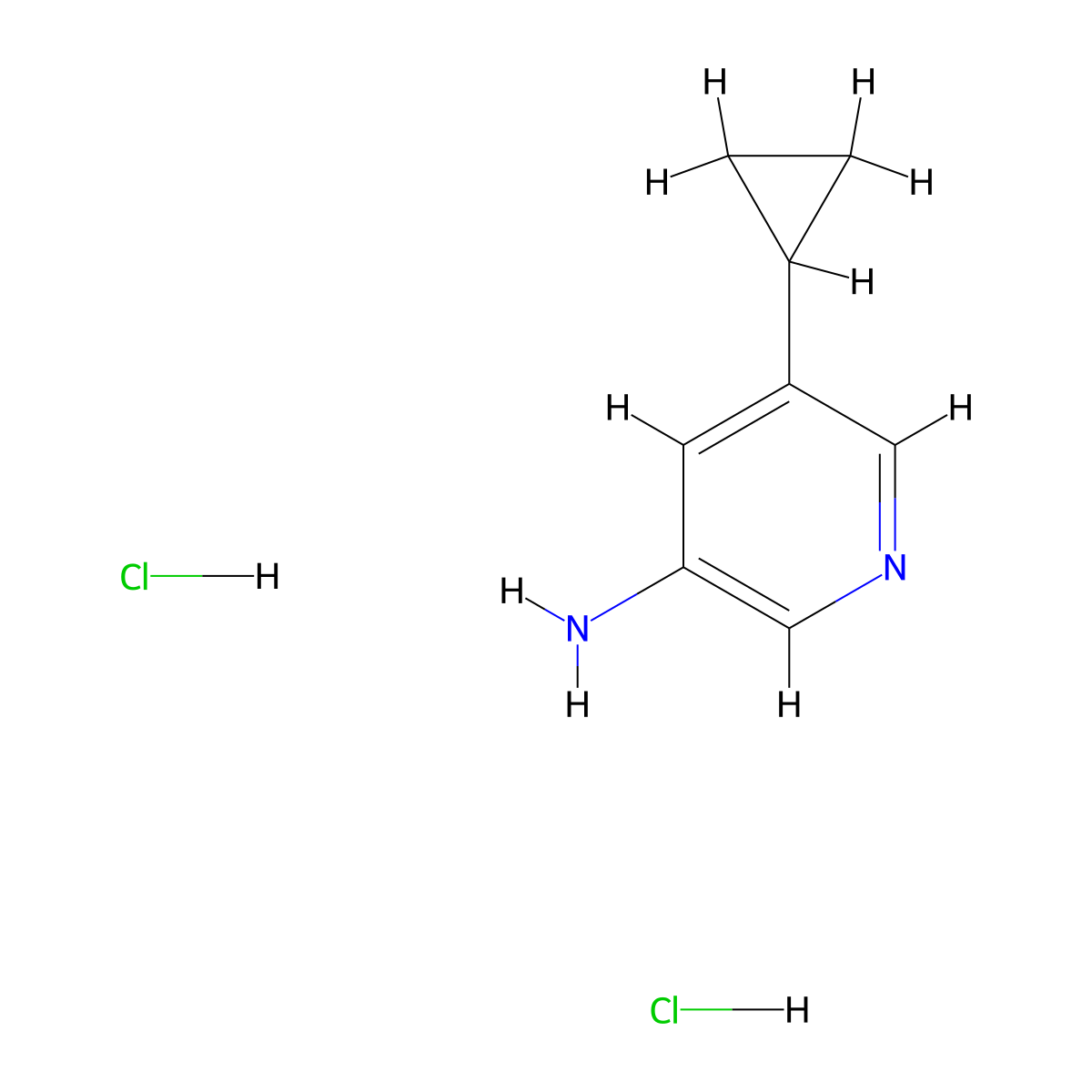 5-Cyclopropylpyridin-3-amine dihydrochloride molecular structure, CAS 1779124-32-1