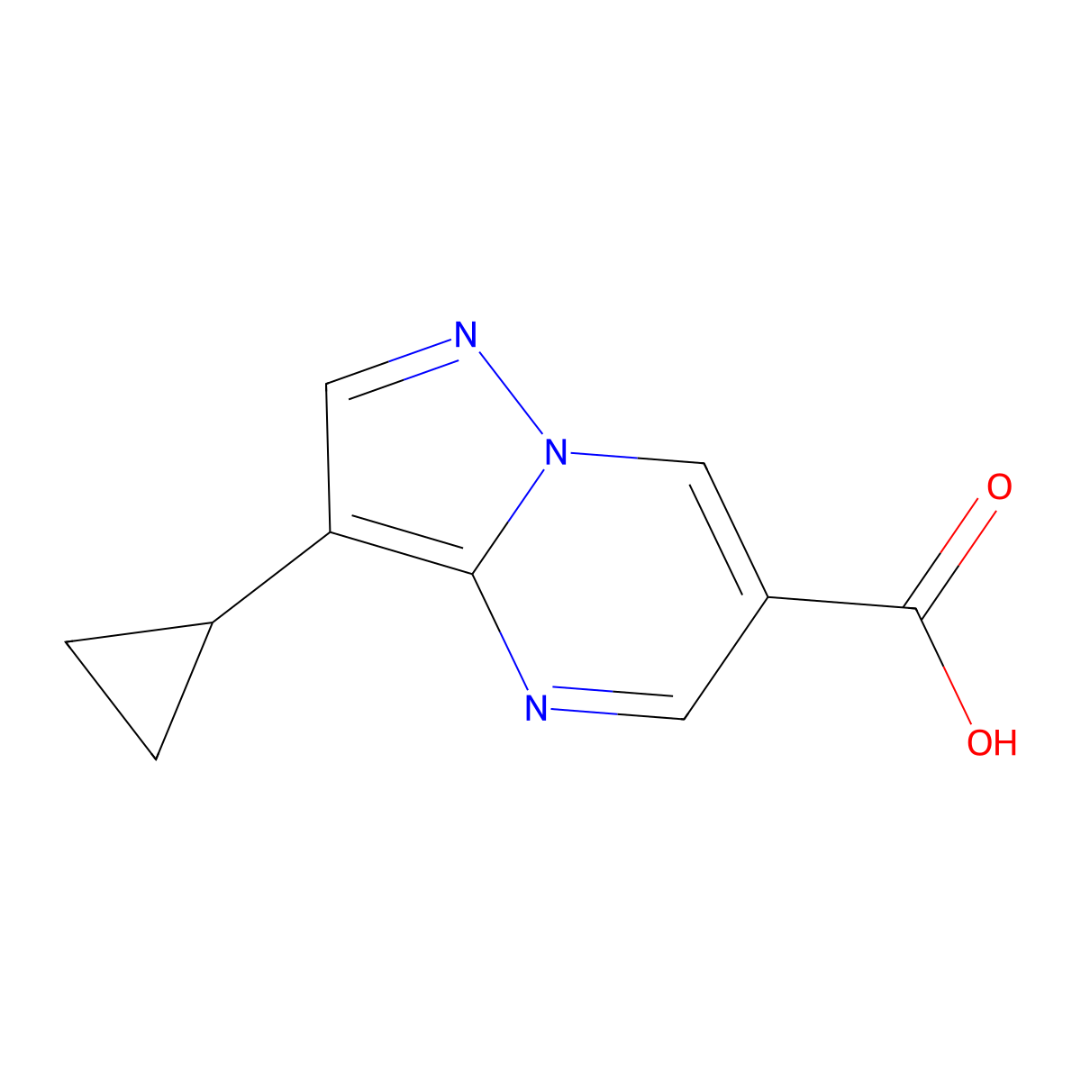 3-Cyclopropylpyrazolo[1,5-a]pyrimidine-6-carboxylic acid molecular structure, CAS 1779124-35-4