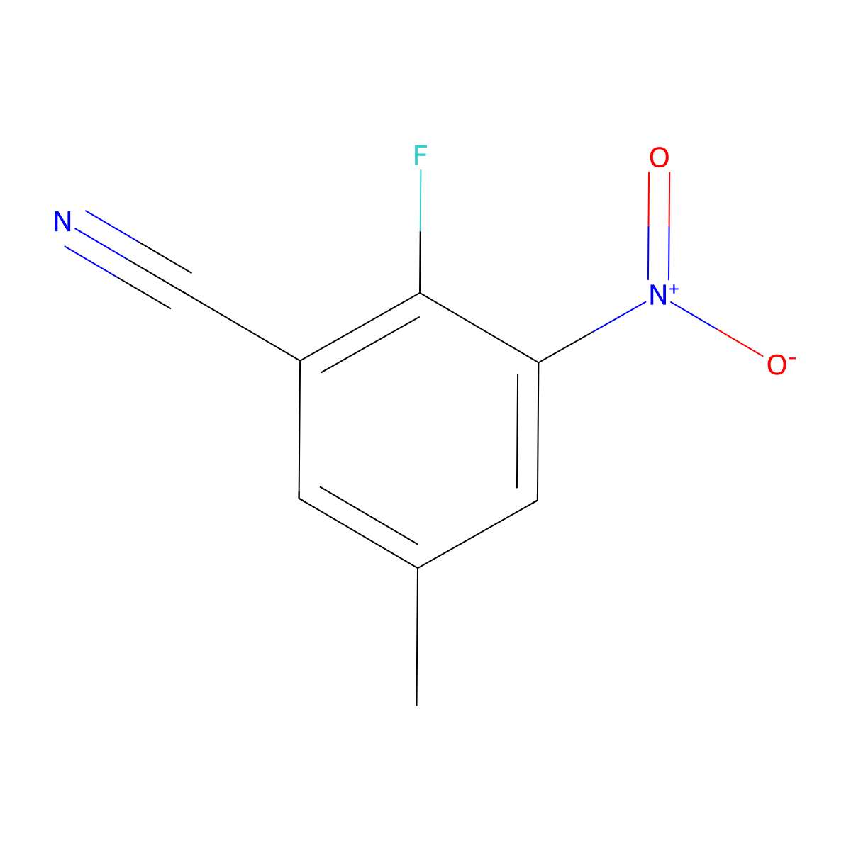 2-Fluoro-5-methyl-3-nitrobenzonitrile molecular structure, CAS 1779124-46-7