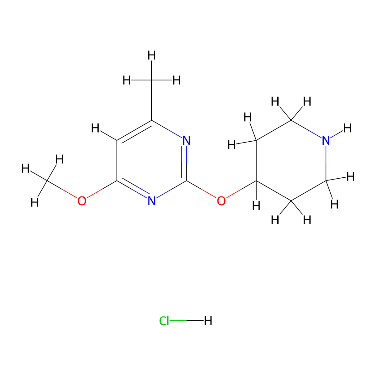 4-Methoxy-6-methyl-2-(piperidin-4-yloxy)pyrimidine hydrochloride molecular structure, CAS 1779124-74-1