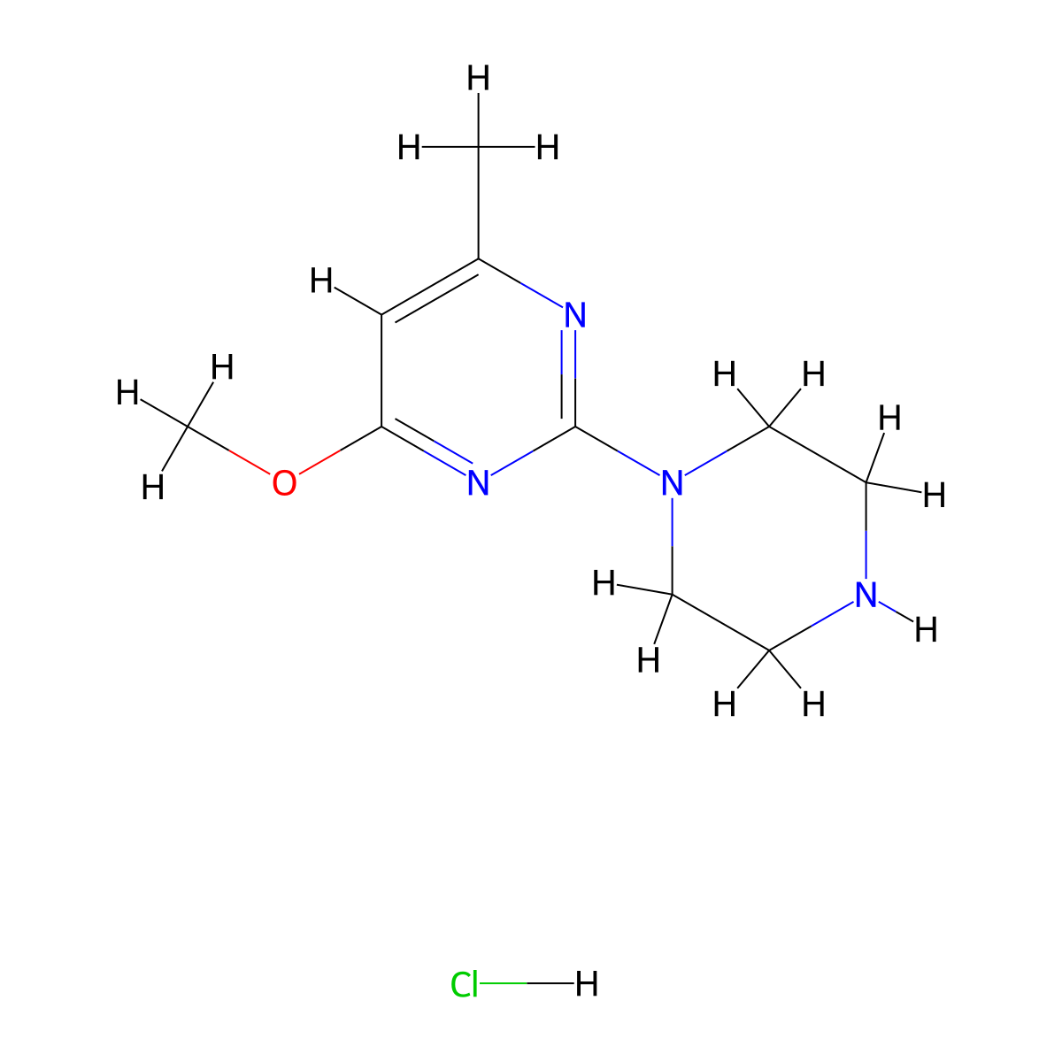 4-Methoxy-6-methyl-2-(piperazin-1-yl)pyrimidine hydrochloride molecular structure, CAS 1779124-79-6