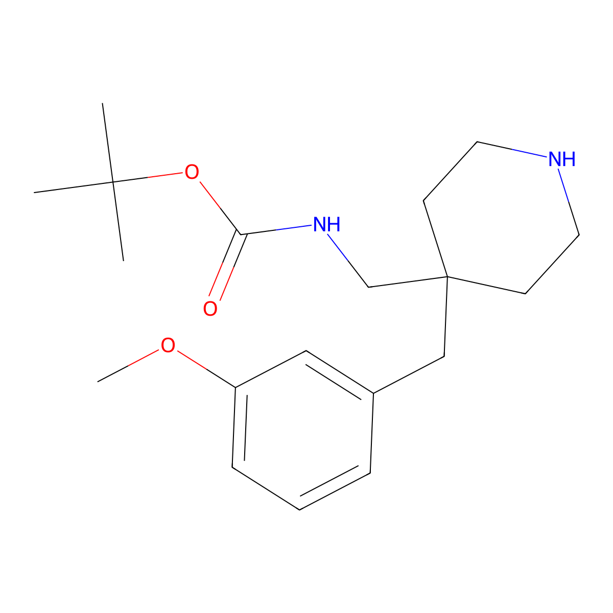 tert-Butyl [4-(3-methoxybenzyl)piperidin-4-yl]methylcarbamate molecular structure, CAS 1779124-99-0