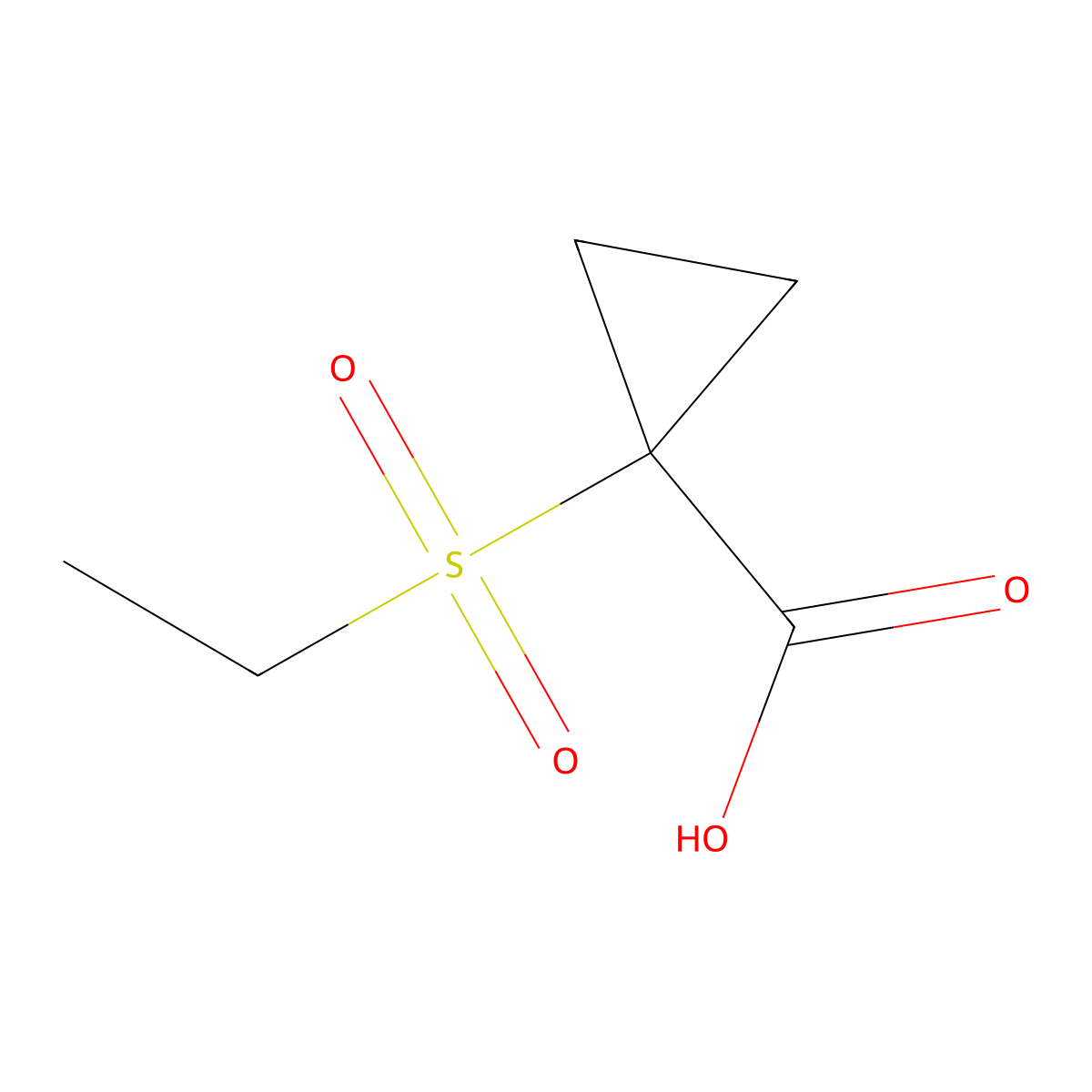 1-(Ethylsulfonyl)cyclopropanecarboxylic acid molecular structure, CAS 1779125-16-4