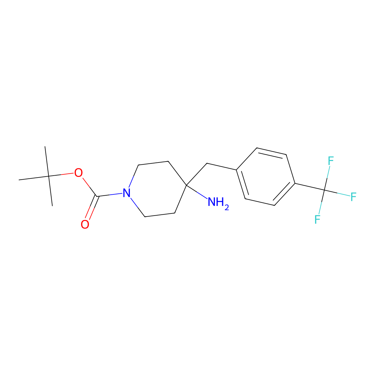 tert-Butyl 4-amino-4-[4-(trifluoromethyl)benzyl]piperidine-1-carboxylate molecular structure, CAS 1779125-27-7