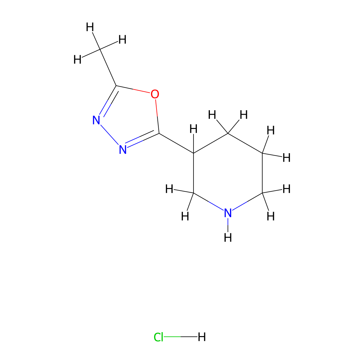 3-(5-Methyl-1,3,4-oxadiazol-2-yl)piperidine hydrochloride molecular structure, CAS 1779125-37-9