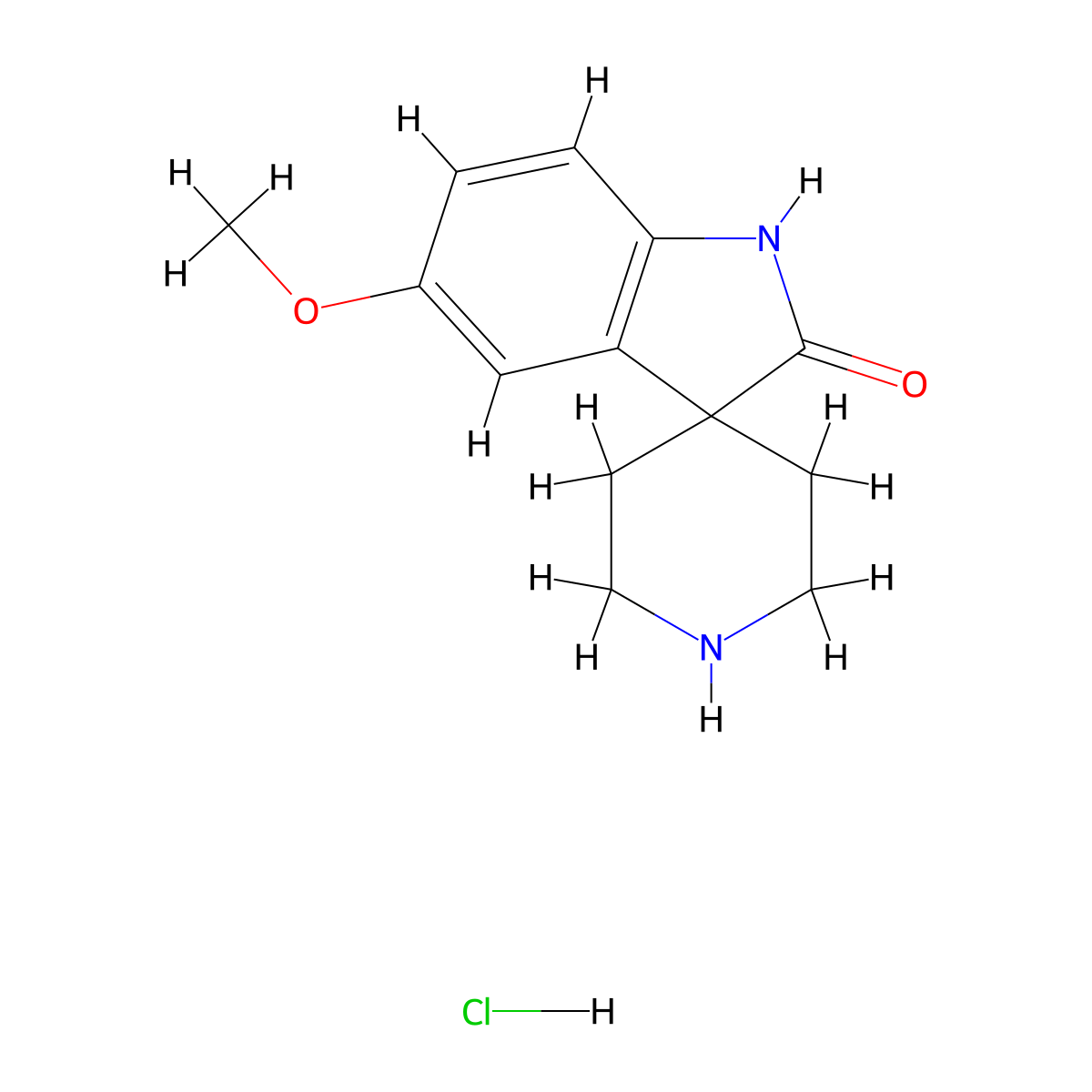 5-Methoxyspiro[indoline-3,4'-piperidin]-2-one hydrochloride molecular structure, CAS 1779125-38-0