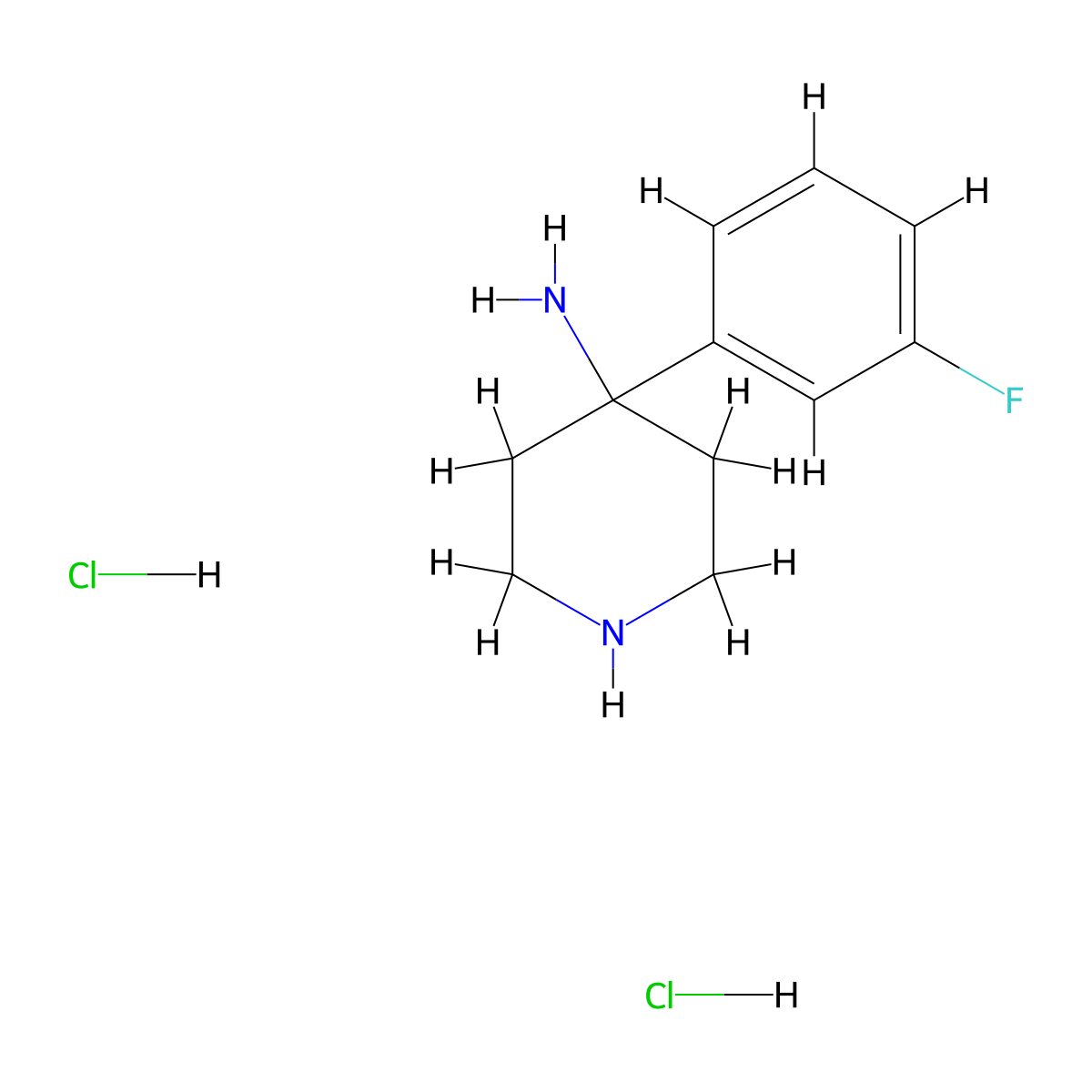 4-(3-Fluorophenyl)piperidin-4-amine dihydrochloride molecular structure, CAS 1779125-54-0