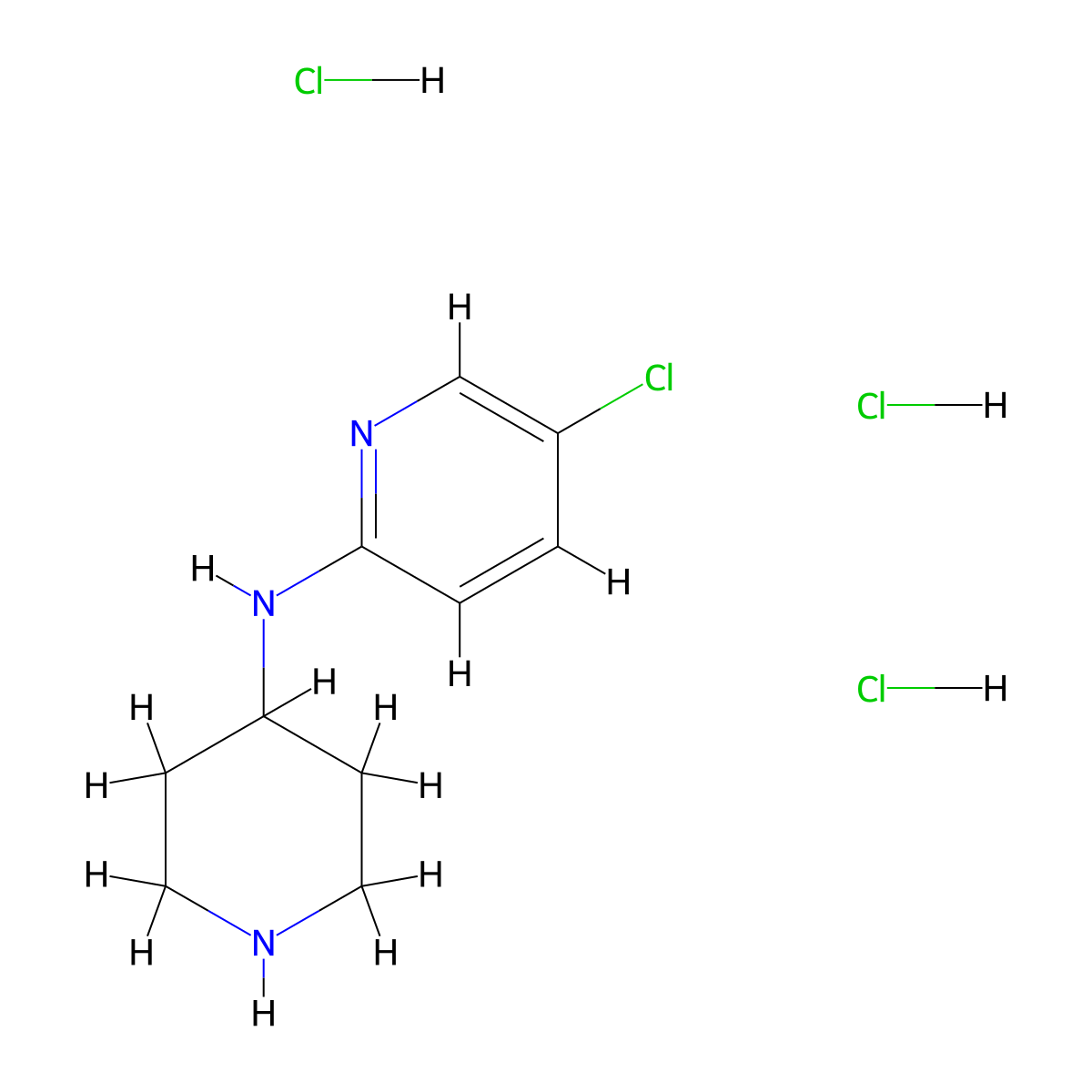 5-Chloro-N-(piperidin-4-yl)pyridin-2-amine trihydrochloride molecular structure, CAS 1779125-69-7