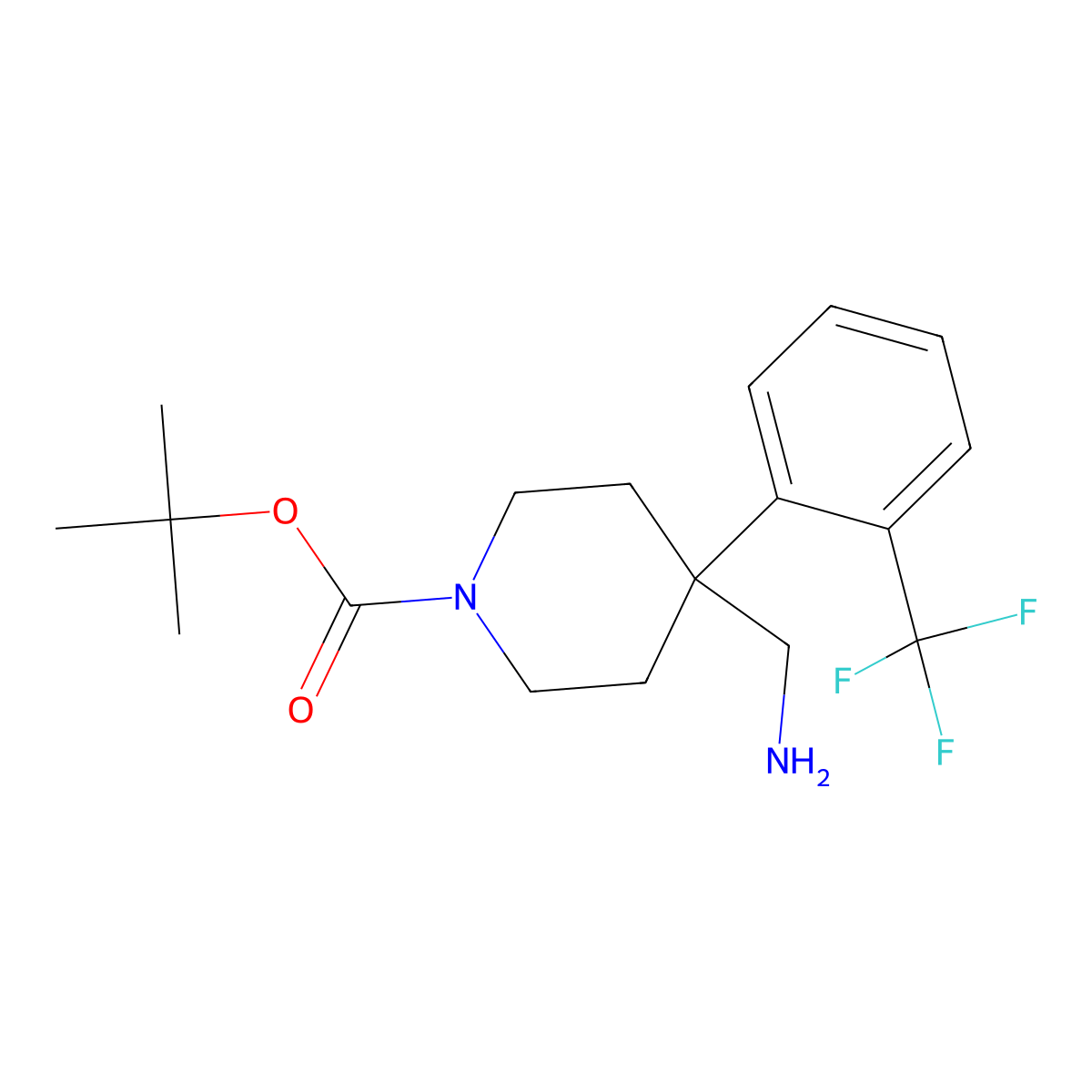 tert-Butyl 4-(aminomethyl)-4-[2-(trifluoromethyl)phenyl]piperidine-1-carboxylate molecular structure, CAS 1779125-76-6