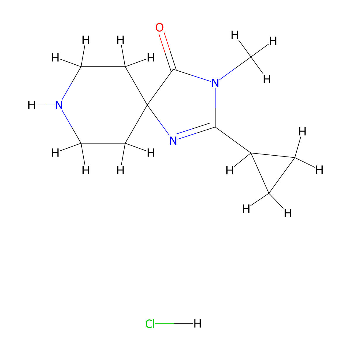 2-Cyclopropyl-3-methyl-1,3,8-triazaspiro[4.5]dec-1-en-4-one hydrochloride molecular structure, CAS 1779125-98-2