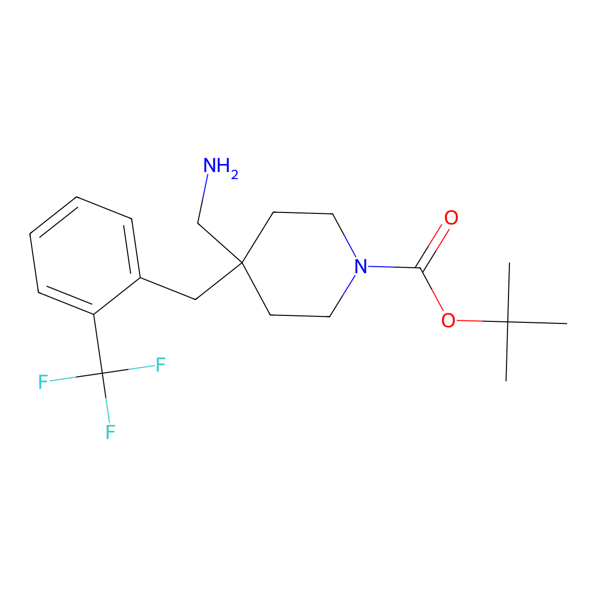 tert-Butyl 4-(aminomethyl)-4-[2-(trifluoromethyl)benzyl]piperidine-1-carboxylate molecular structure, CAS 1779126-06-5