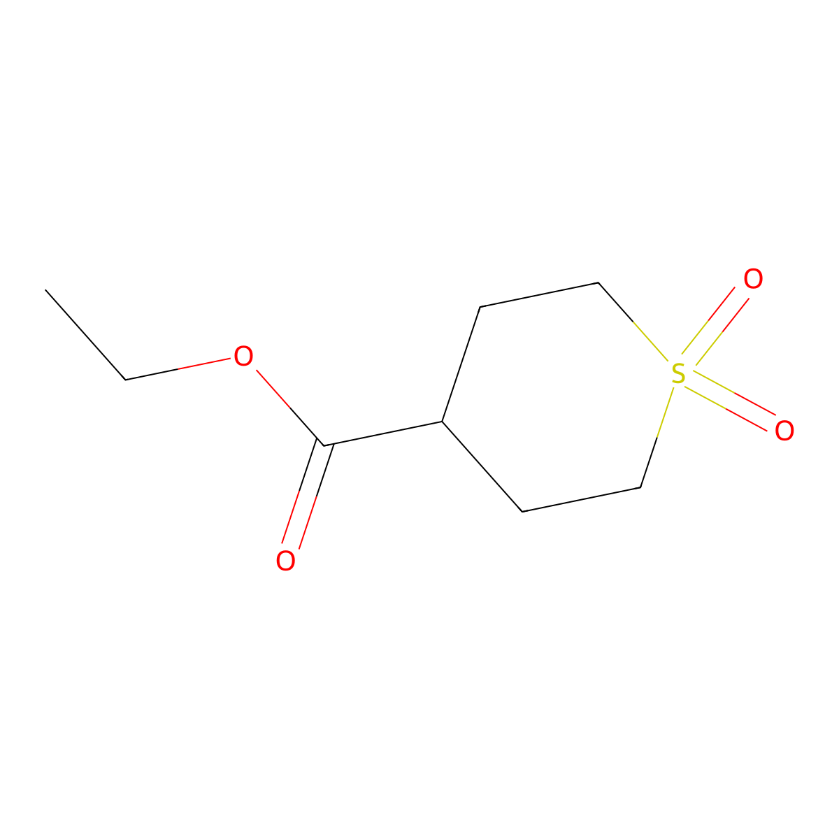 Ethyl 1,1-dioxo-1lambda(6)-thiane-4-carboxylate molecular structure, CAS 1779126-20-3