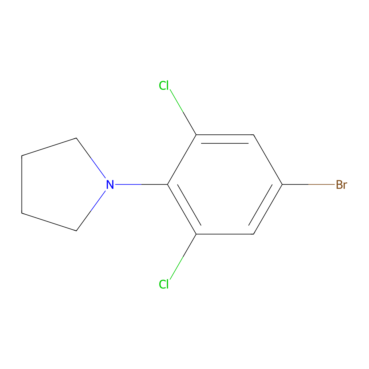 1-(4-Bromo-2,6-dichlorophenyl)pyrrolidine molecular structure, CAS 1779126-50-9