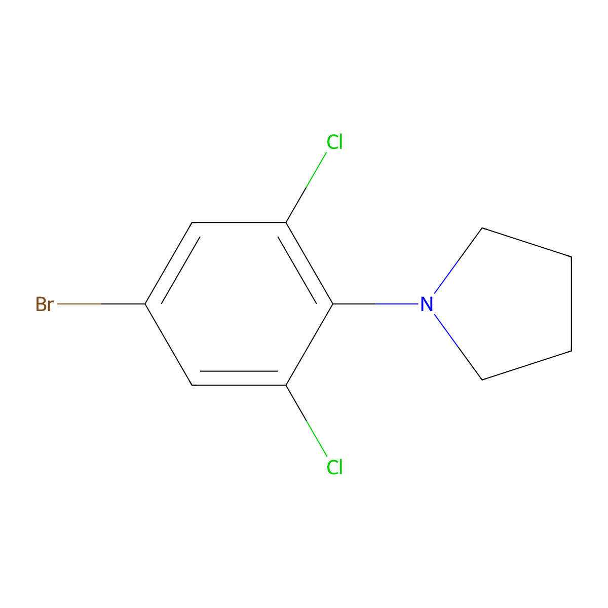 1-(4-Bromo-2,6-dichlorophenyl)pyrrolidine molecular structure, CAS 1779126-50-9