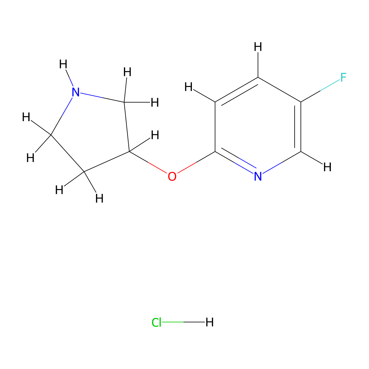 5-Fluoro-2-(pyrrolidin-3-yloxy)pyridine hydrochloride molecular structure, CAS 1779126-62-3