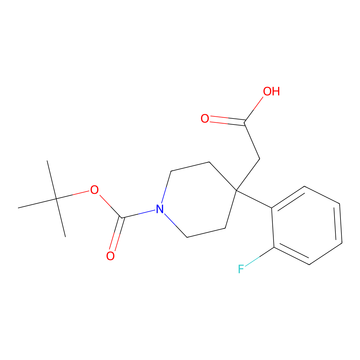 2-[1-(tert-Butoxycarbonyl)-4-(2-fluorophenyl)piperidin-4-yl]acetic acid molecular structure, CAS 1779126-77-0