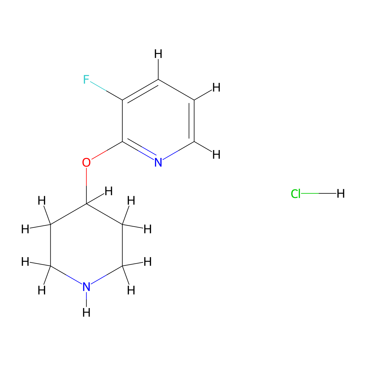 3-Fluoro-2-(piperidin-4-yloxy)pyridine hydrochloride molecular structure, CAS 1779126-87-2