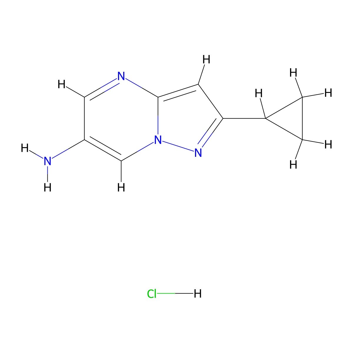 2-Cyclopropylpyrazolo[1,5-a]pyrimidin-6-amine hydrochloride molecular structure, CAS 1779128-21-0
