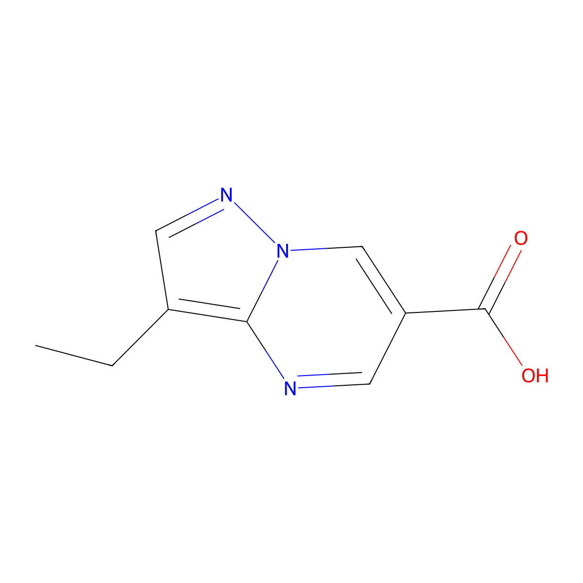 3-Ethylpyrazolo[1,5-a]pyrimidine-6-carboxylic acid molecular structure, CAS 1779128-22-1
