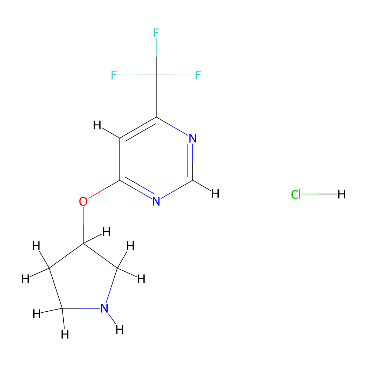 4-(Pyrrolidin-3-yloxy)-6-(trifluoromethyl)pyrimidine hydrochloride molecular structure, CAS 1779128-39-0