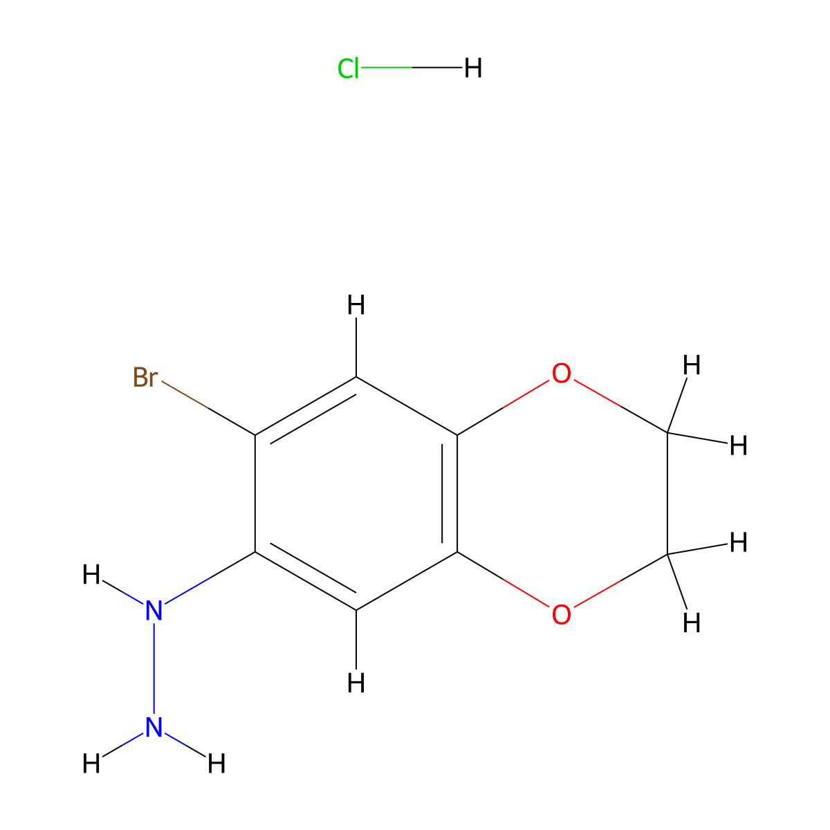 (7-Bromo-2,3-dihydro-1,4-benzodioxin-6-yl)hydrazine hydrochloride molecular structure, CAS 1779128-91-4