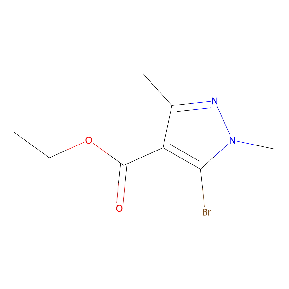 ethyl 5-bromo-1,3-dimethyl-1H-pyrazole-4-carboxylate molecular structure, CAS 1779129-07-5