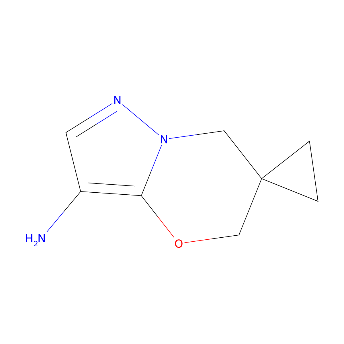 5',7'-Dihydrospiro[cyclopropane-1,6'-pyrazolo[5,1-b][1,3]oxazin]-3'-amine molecular structure, CAS 1779129-70-2