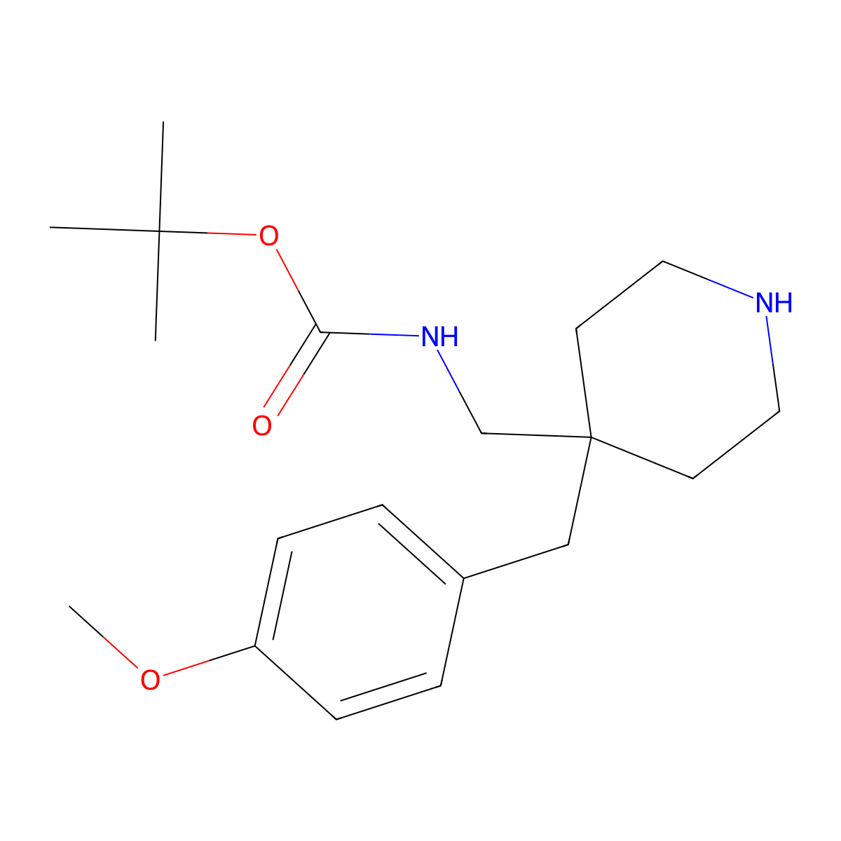 tert-Butyl [4-(4-methoxybenzyl)piperidin-4-yl]methylcarbamate molecular structure, CAS 1779130-16-3