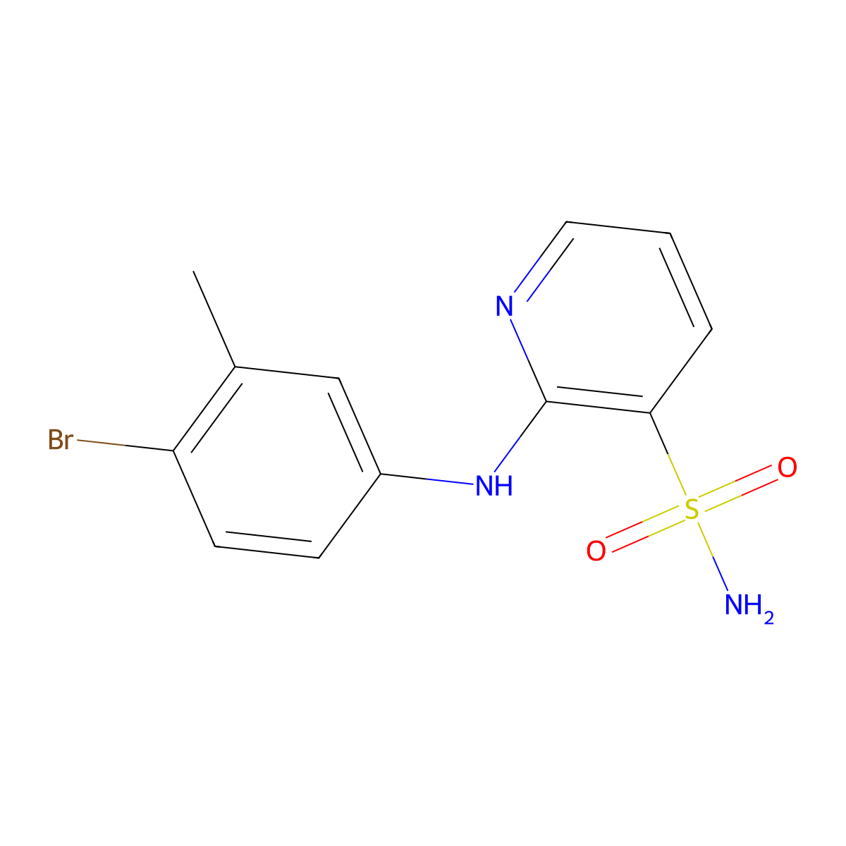 2-[(4-Bromo-3-methylphenyl)amino]pyridine-3-sulfonamide molecular structure, CAS 1779131-94-0