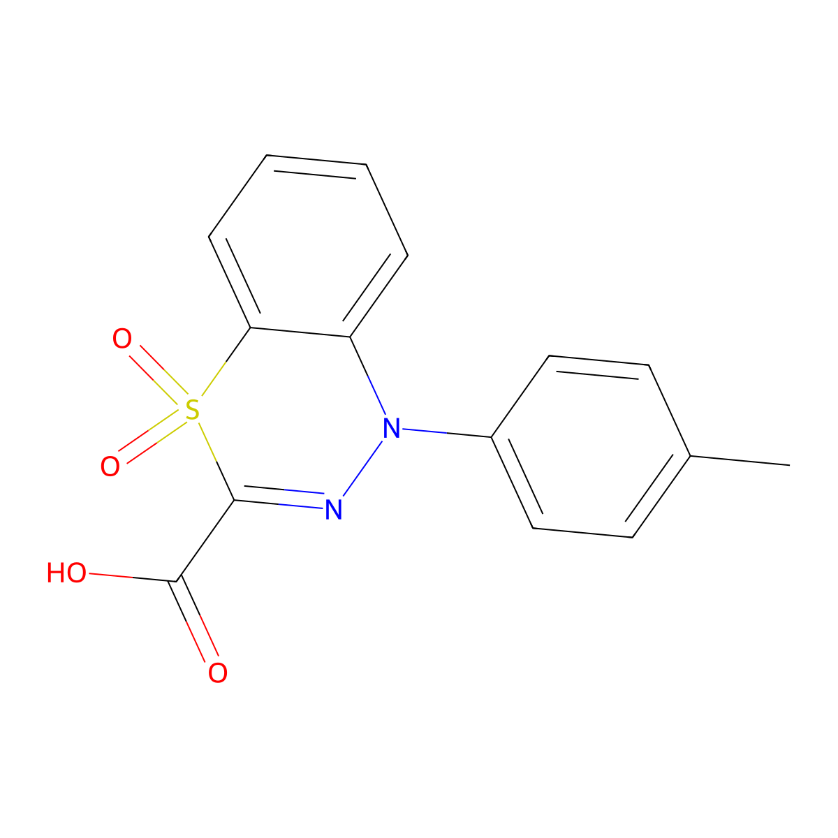 1-(4-methylphenyl)-1H-4,1,2-benzothiadiazine-3-carboxylic acid 4,4-dioxide molecular structure, CAS 1779132-02-3