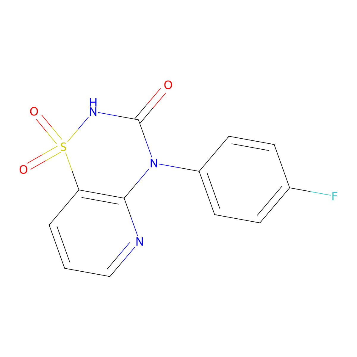 4-(4-fluorophenyl)-2H-pyrido[2,3-e][1,2,4]thiadiazin-3(4H)-one 1,1-dioxide molecular structure, CAS 1779132-28-3