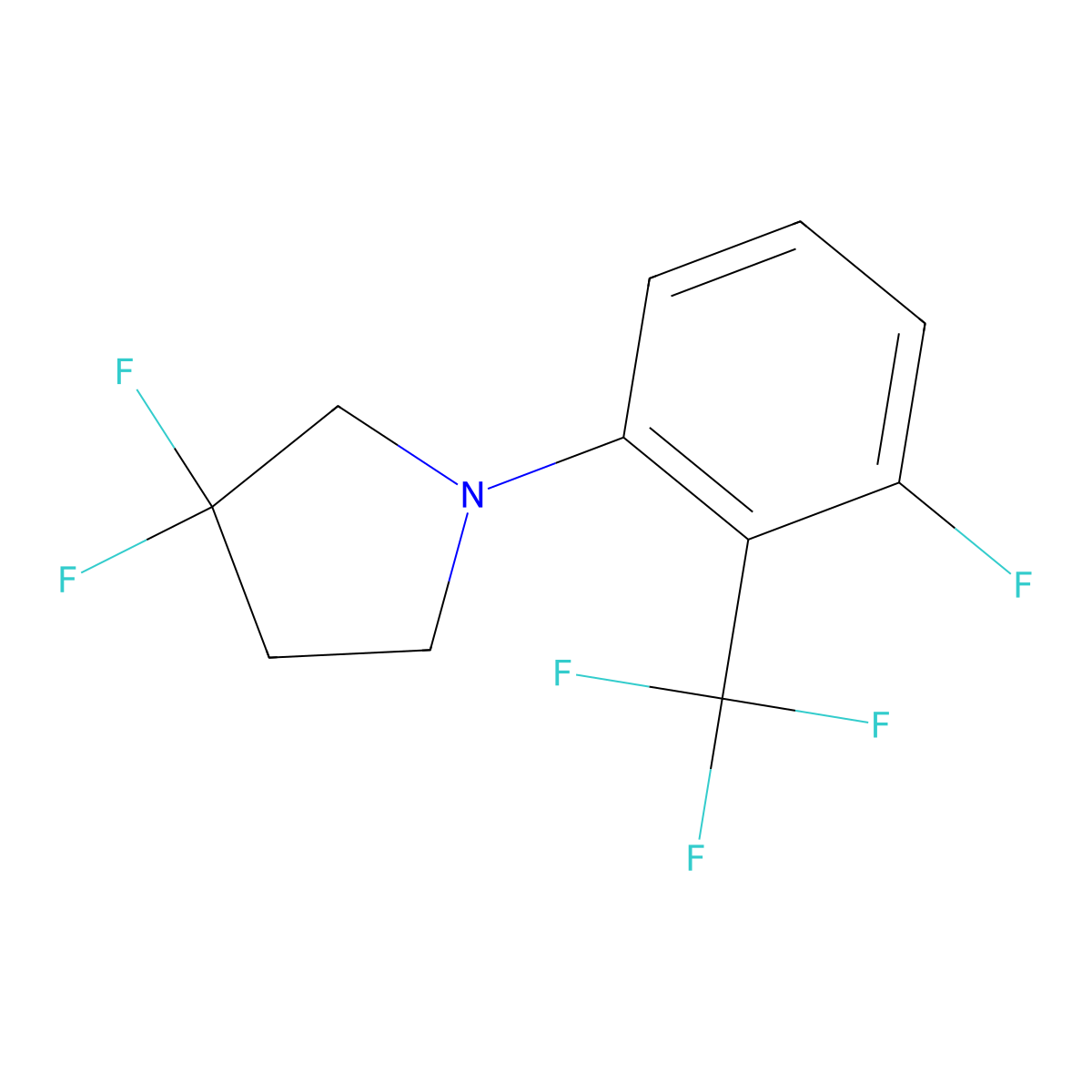 3,3-Difluoro-1-(3-fluoro-2-(trifluoromethyl)-phenyl)pyrrolidine molecular structure, CAS 1779132-29-4