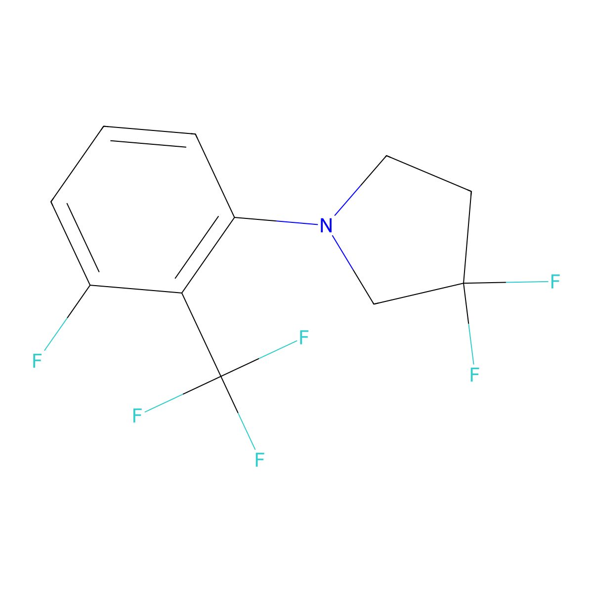 3,3-Difluoro-1-(3-fluoro-2-(trifluoromethyl)-phenyl)pyrrolidine molecular structure, CAS 1779132-29-4